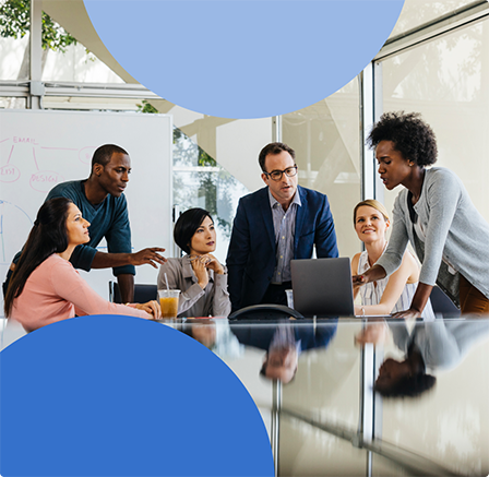 group of people working around a table